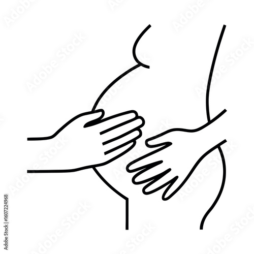 Pregnancy Massage Hand on Back Illustration for Wellness and Relaxation