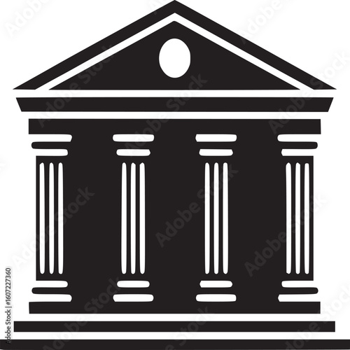 Vector illustration of a classic greek or roman temple building with columns and triangular roof