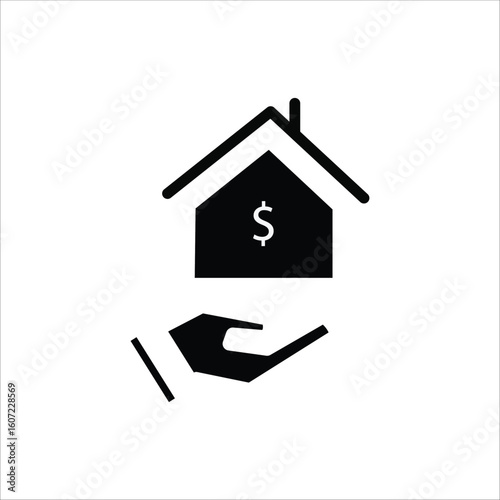 insurace home with money. simple solid icon vector