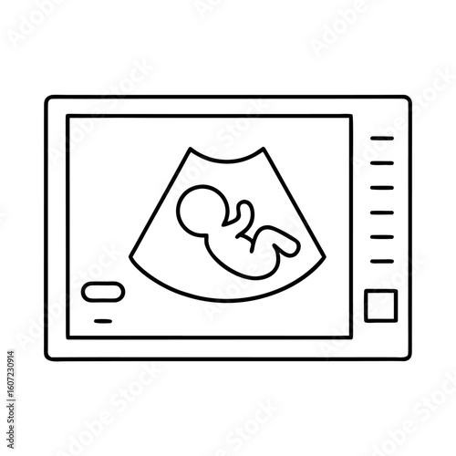 Rectangular Ultrasound Scan Screen with Outline Vector Graphic Design Element