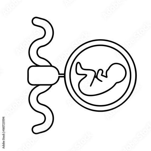 Simple Spiral Umbilical Cord Line Connecting to Baby Vector Illustration Design