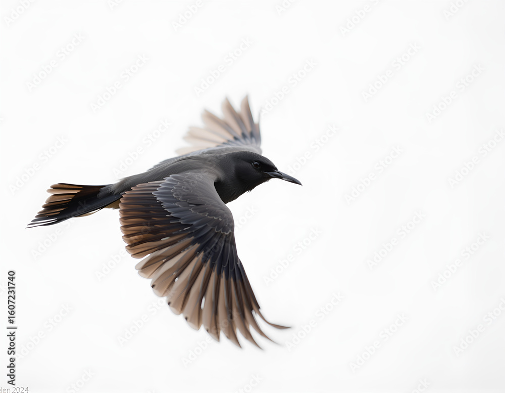 Fototapeta premium flying bird close up shot with clean background