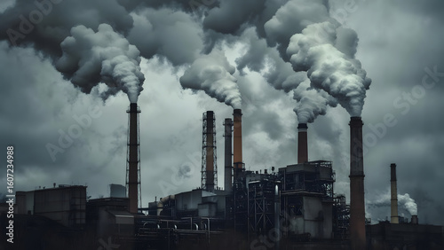 Industrial factory emitting thick smoke