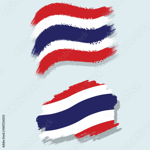 Thailand Flag Grunge Brush Stroke Collection Set of 2 Designs