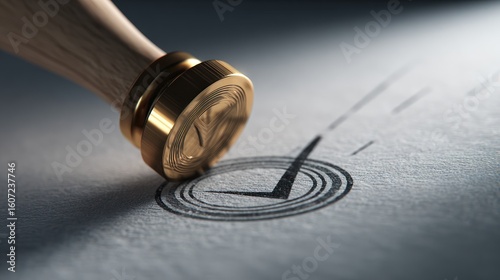 Wallpaper Mural Vintage Approval Stamp Leaves Mark on Paper Surface with Shadows Torontodigital.ca