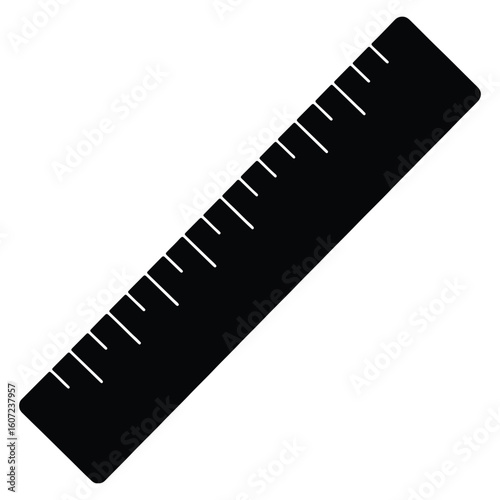 Black ruler isolated against white background measuring tool geometry concept design