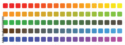 Colorful trendy color palette. Color palette guide. RGB color model with intersecting red, green and blue square. Palette of color swatches for web. Set of colorful trendy color palettes flat template