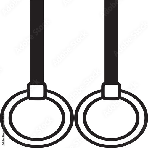 Gymnastic rings vector illustration, fitness equipment for workout, strength training and calisthenics