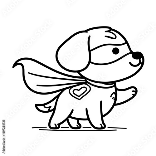 Dog silhouette wearing a superhero cape flying with cape trailing vector