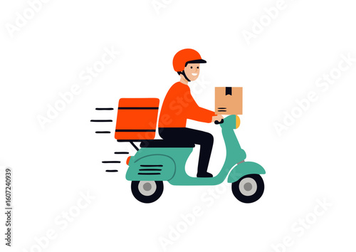 icon of a delivery courier riding a scooter with a package
