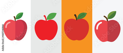 Vibrant Apple Quartet A Colorful Array of Fresh Fruit Against Contrasting Backgrounds A Delightful Visual Treat