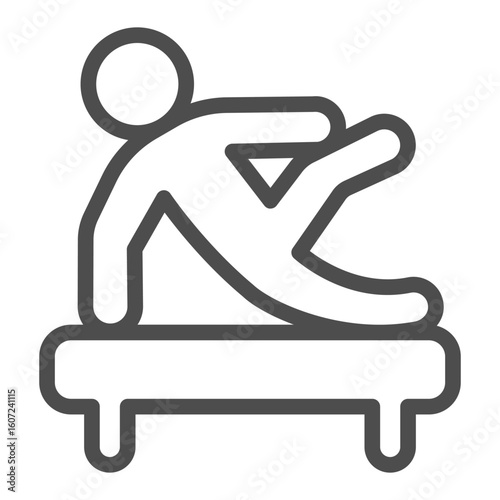 Athlete man in pole vaulting line icon, physical education concept. Vector graphics. Sportsman, sport sign on white background, outline style icon for mobile or web design.