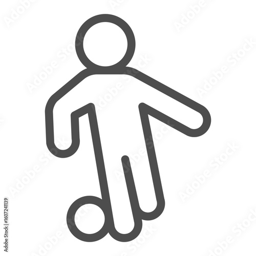 Football player line icon, football sport concept. Vector graphics. Sportsman with ball, soccer sign on white background, outline style icon for mobile or web design.