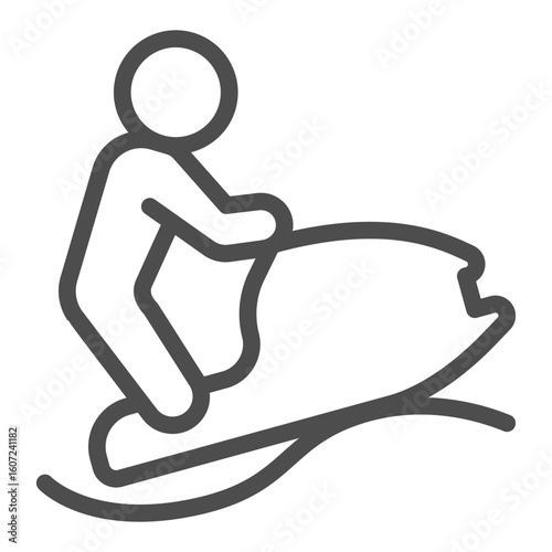 Athlete man on gyroscooter in the sea line icon, summer sports concept. Vector graphics. Man on a water scooter, sport sign on white background, outline style icon for mobile or web design.