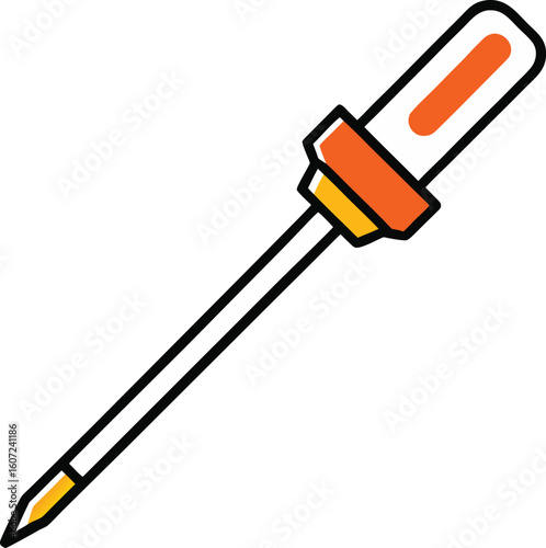 Screwdriver – "Line drawing of a flat-head screwdriver, tool icon"
