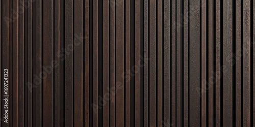 Dark brown vertical slatted wall paneling