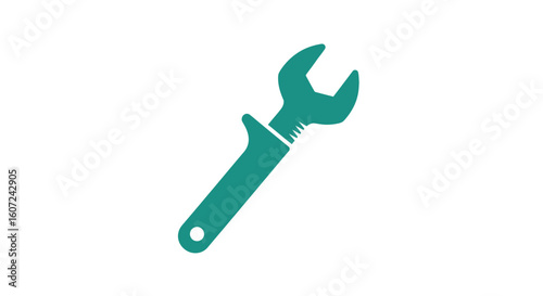 Turquoise spanner illustration showcasing precision tool for mechanical work and construction tasks with a simple design in bright color against a