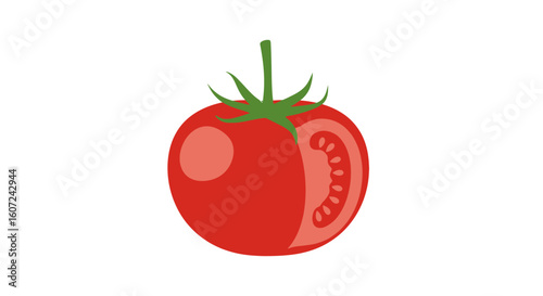 Vibrant tomato illustration showcasing freshness and culinary possibilities in a modern graphic style