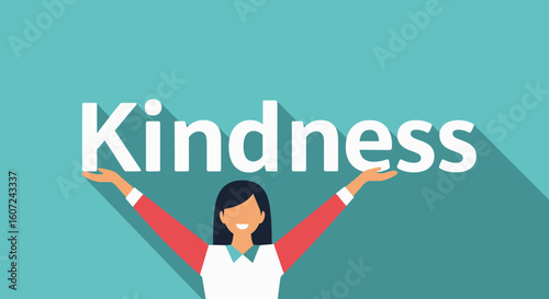 Flat Vector Illustration Showcasing the Power of Kindness and the Importance of Empathy in Society
