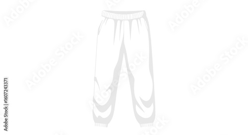 Simple white sweatpants with drawstring waistband on a white background showcase clean lines and subtle textures highlighting comfort and relaxed
