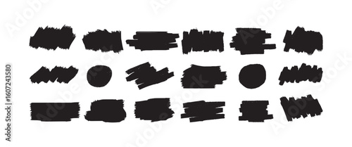 Black Brush Stroke Elements – Grunge Ink Textures for Design & Illustration