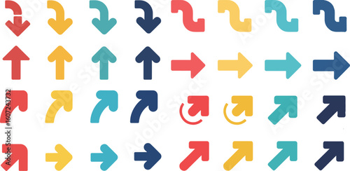Colorful Arrow Icon Set – Isolated Vector Arrow Symbols Collection

