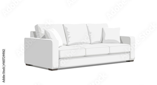 Stylish and Minimalist Vector Illustration of a Modern White Sofa on a White Background