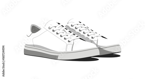 Sleek Minimalist White Sneakers: A Clean and Modern Footwear Illustration for Fashion and Style Statements