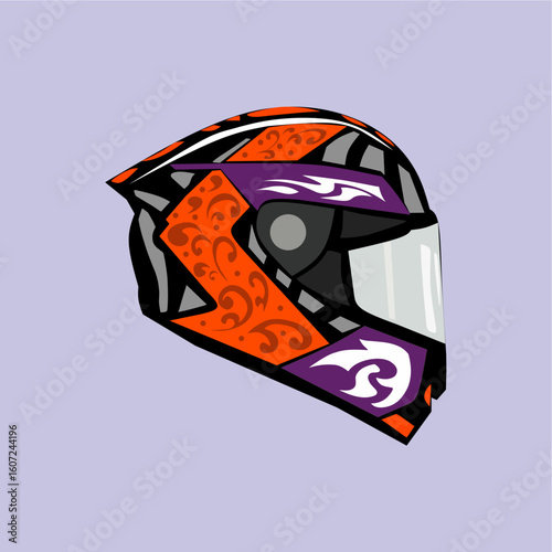 helmet race and motorcycle helmet flat illustration