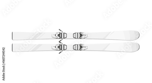 Sleek alpine skis offer a minimalistic aesthetic, poised for winter adventures and snow-filled descents in mountainous terrain ready for action