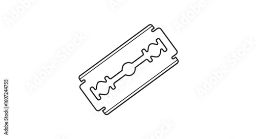 Minimalist razor blade illustration, symbolizing sharpness, grooming, or vintage shaving techniques