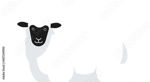 Stylized Sheep Illustration with Clean Lines and Minimalist Design for Children's Illustration or Educational Resource