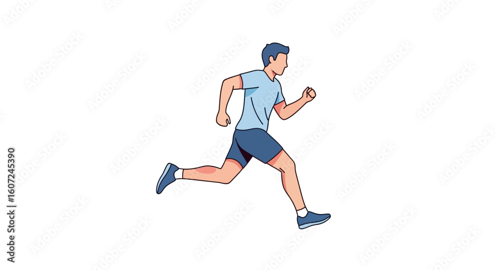 Obraz premium Dynamic Illustration of a Man Running with Purpose and Energy Portraying Fitness and Sport