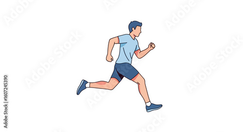 Dynamic Illustration of a Man Running with Purpose and Energy Portraying Fitness and Sport