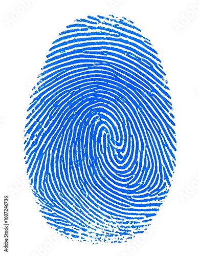 Blue fingerprint on white