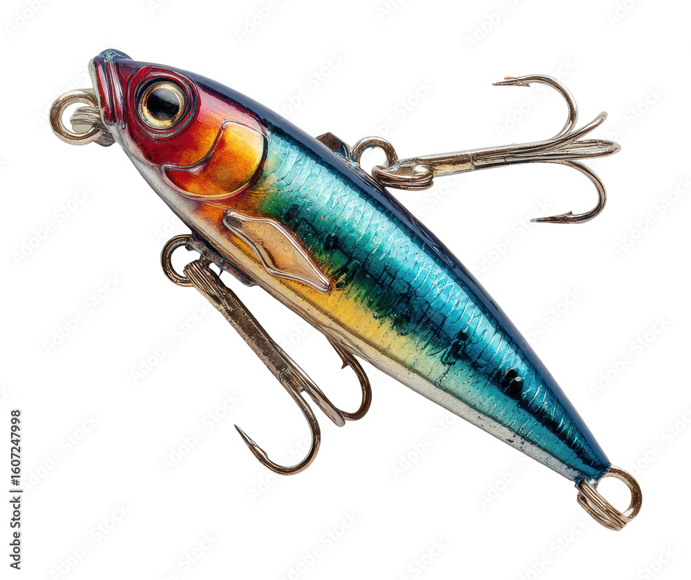 Fishing action colorful lure tranquil water environment isolated on transparent background Fishing action colorful lure tranquil water environment isolated on transparent background
