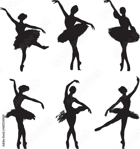Ballerina silhouettes in dance poses