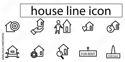 Home line icon . property, loan, town, landlord, Colored vector icons collection,