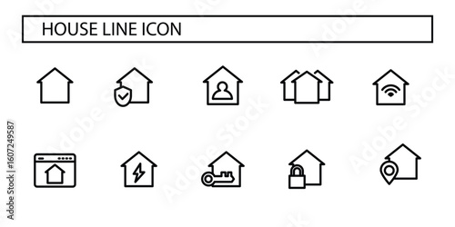 Home icon . property, loan, town, landlord, outline vector icons collection