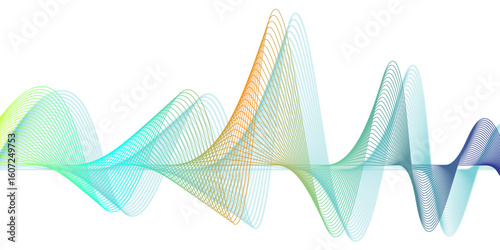 Abstract Blue Wave on Background. Vector abstract colorful flowing wave lines isolated on white background. technology, science, modern concept. Dynamic particles sound wave flowing over dark. Digital