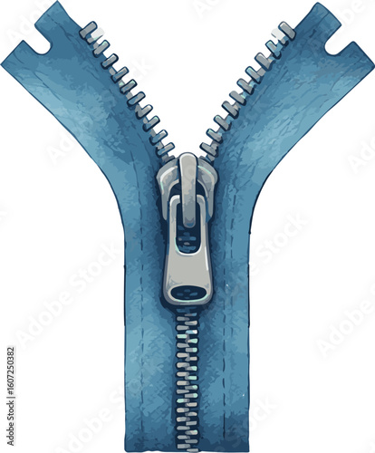 Vector watercolor illustration of a zipper