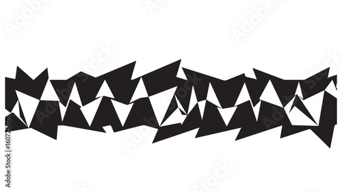 Abstract black and white geometric vector illustration featuring sharp triangular shapes in a dynamic, chaotic arrangement.
