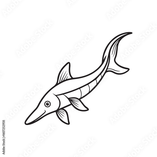 paddle fish silhouette vector illustration logo sticker design 