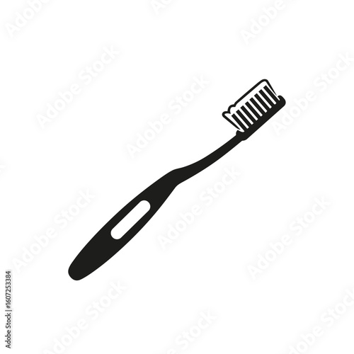 Black toothbrush with bristles in minimalist design  