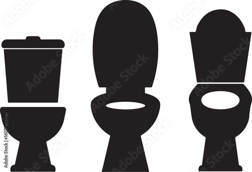 Toilet icon bow, toilet line icon set, sanitary clean silhouette vector bathroom, bidet toilet flush icon vector