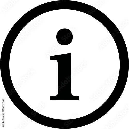 Black flat style info icon, often used for help or additional information sections in websites or apps.