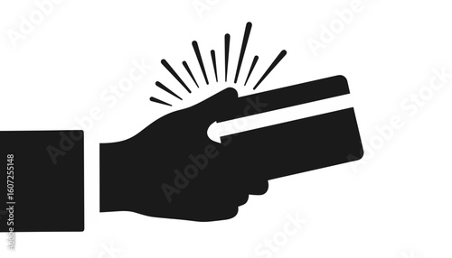 Hand holding credit card with sparkles for Black Friday shopping  