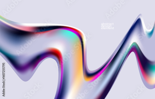 Abstract background of glass iridescent blob. Colorful liquid vector wallpaper.