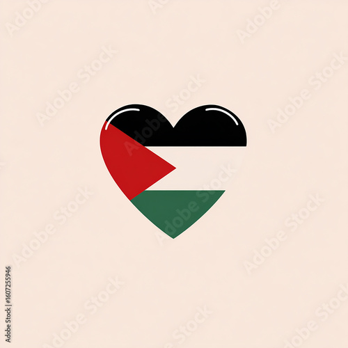 heart in the shape of Palestine flag against white background made with generative AI