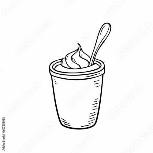 drawn yogurt icon in doodle style. Mark point icon design collection for food design element